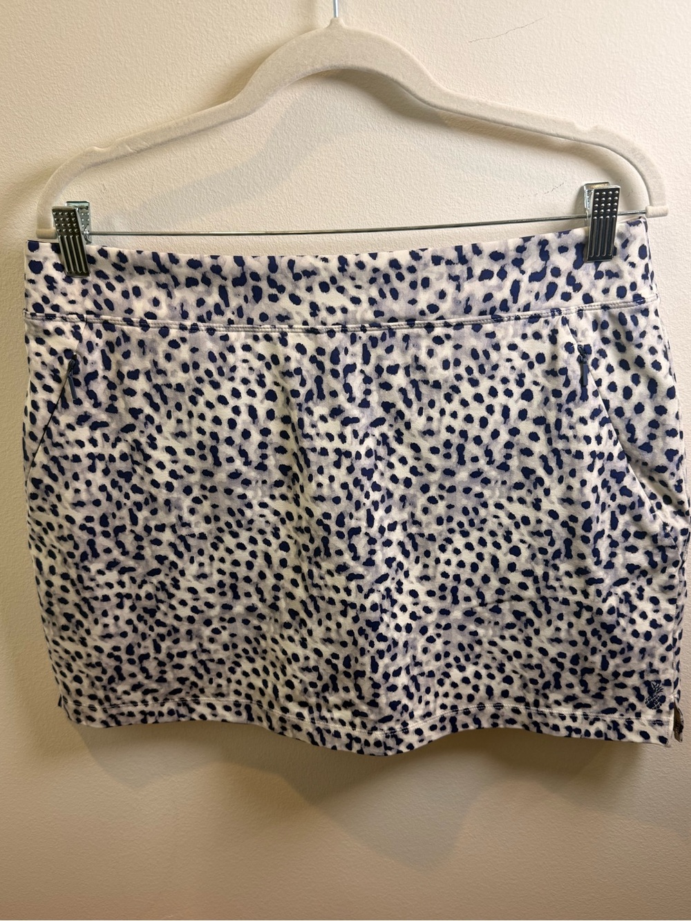 Tommy Bahama White and‎ Navy Spot Print Mini Skirt